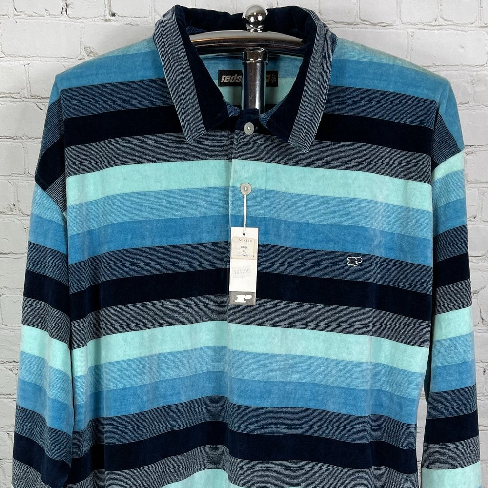 NWT RARE VINTAGE 90'S REDSAND MEN'S VELOUR STRIPED POLO